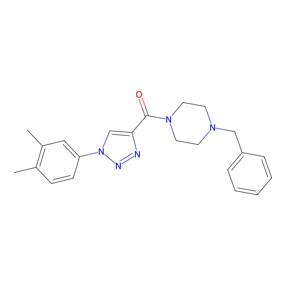 1-benzyl-4-[1-(3,4-dimethylphenyl)-1H-1,2,3-triazole-4-carbonyl]piperazine molecular structure, CAS 1105241-62-0