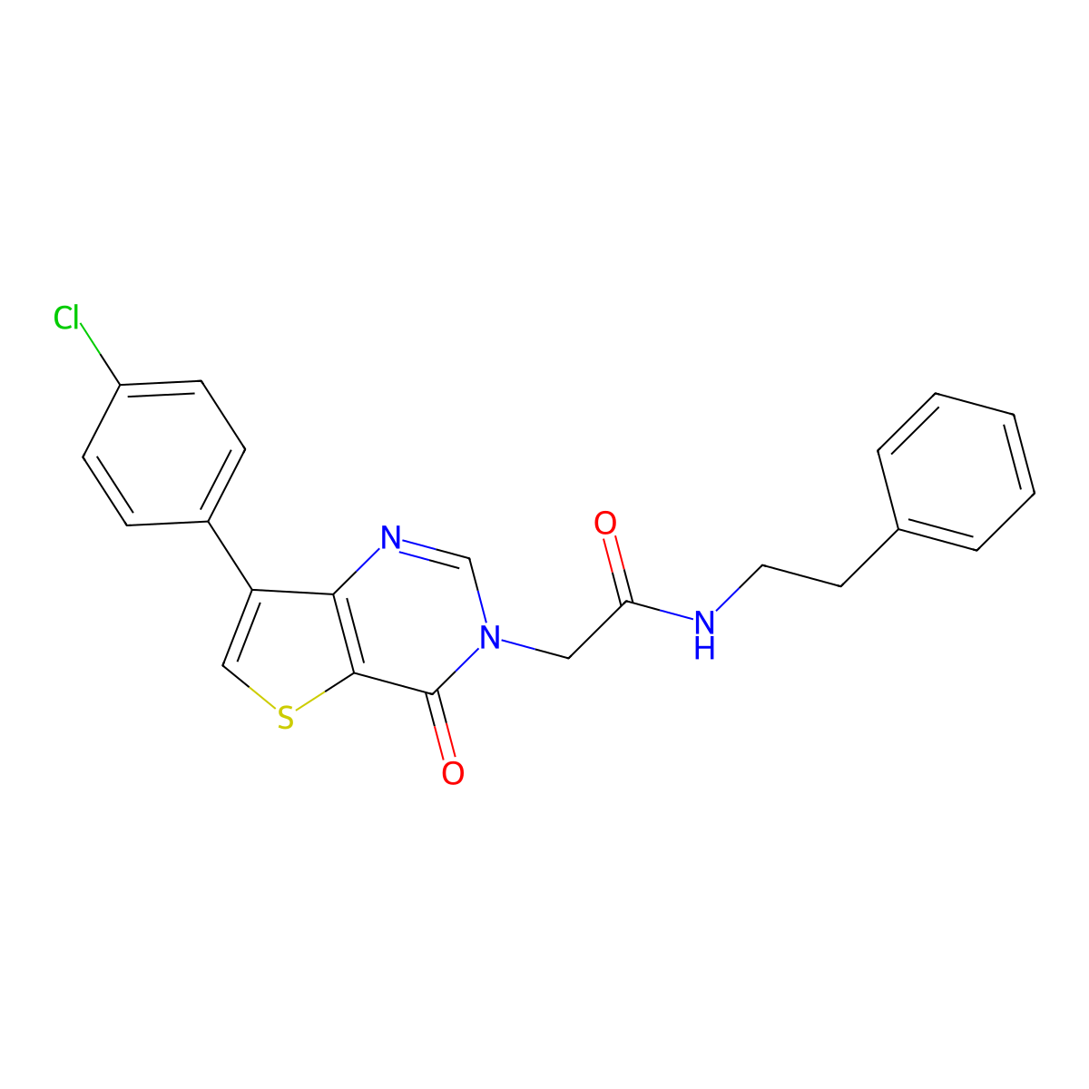 2-[7-(4-chlorophenyl)-4-oxothieno[3,2-d]pyrimidin-3(4H)-yl]-N-(2-phenylethyl)acetamide molecular structure, CAS 1105241-66-4