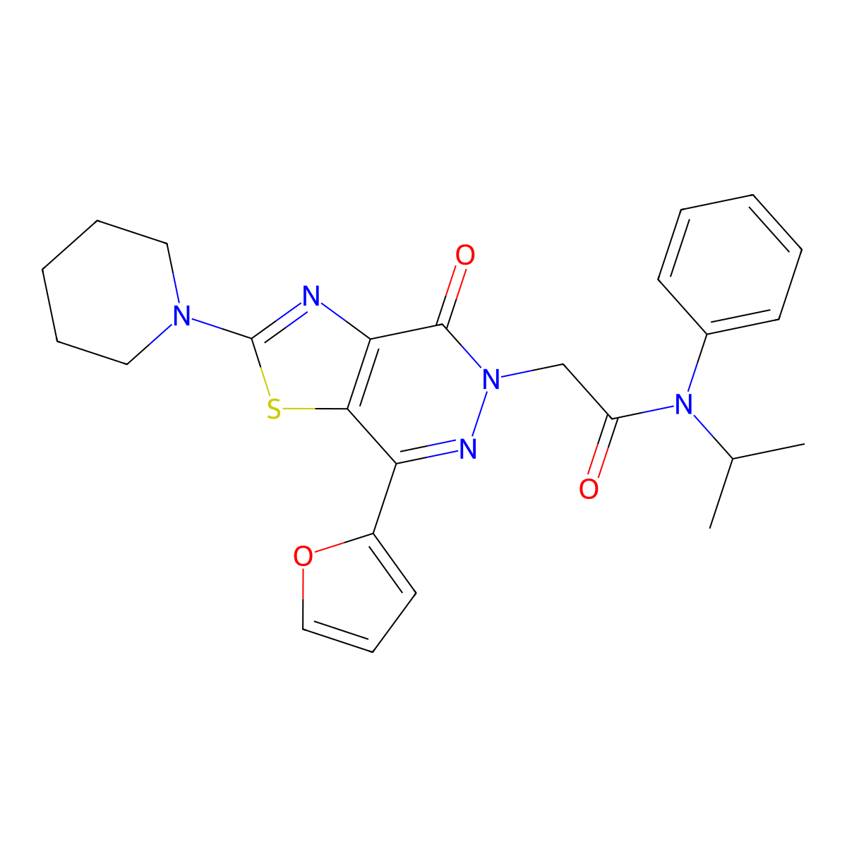 2-(7-(furan-2-yl)-4-oxo-2-(piperidin-1-yl)thiazolo[4,5-d]pyridazin-5(4H)-yl)-N-isopropyl-N-phenylacetamide molecular structure, CAS 1105241-69-7