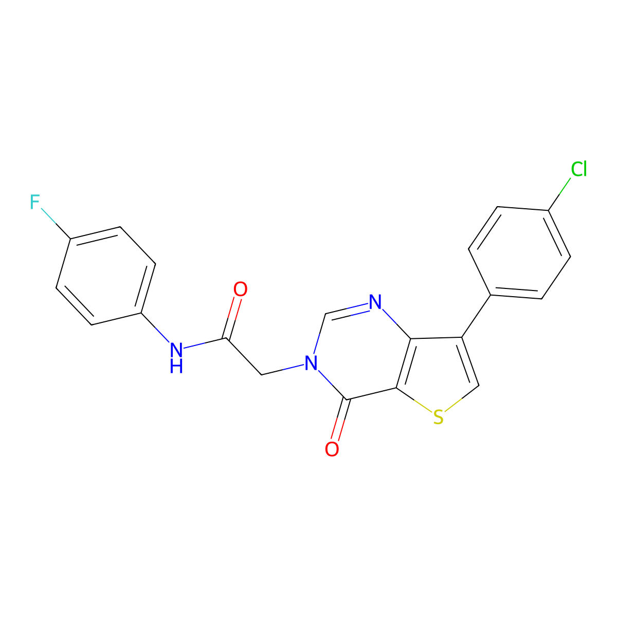 2-(7-(4-chlorophenyl)-4-oxothieno[3,2-d]pyrimidin-3(4H)-yl)-N-(4-fluorophenyl)acetamide molecular structure, CAS 1105241-71-1