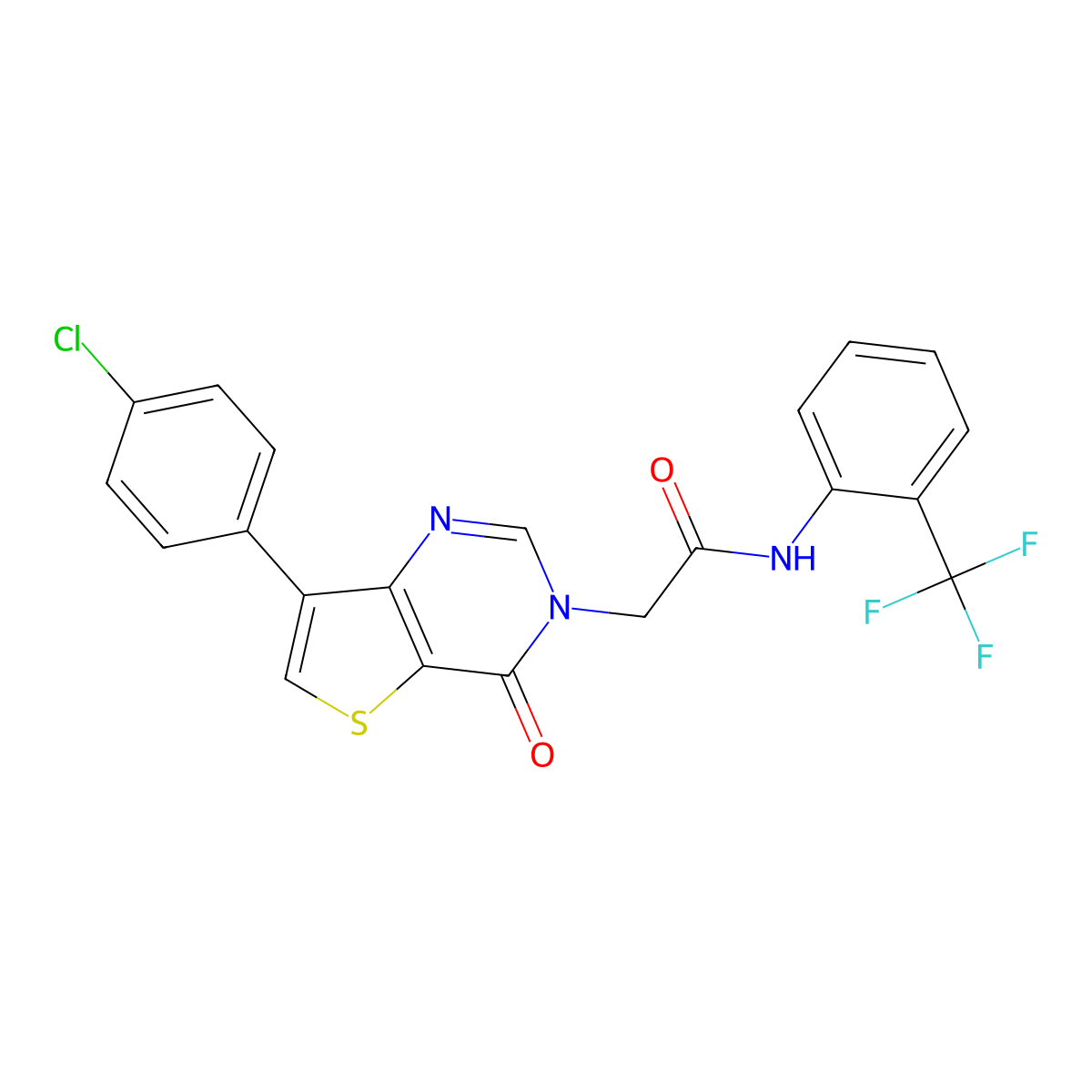 2-[7-(4-chlorophenyl)-4-oxothieno[3,2-d]pyrimidin-3(4H)-yl]-N-[2-(trifluoromethyl)phenyl]acetamide molecular structure, CAS 1105241-76-6