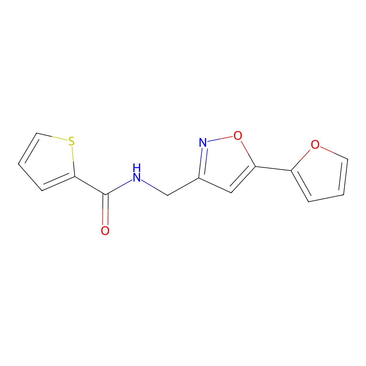N-((5-(furan-2-yl)isoxazol-3-yl)methyl)thiophene-2-carboxamide molecular structure, CAS 1105241-80-2
