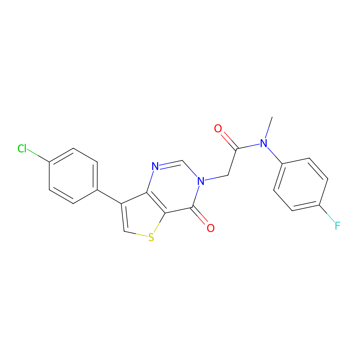 2-[7-(4-chlorophenyl)-4-oxothieno[3,2-d]pyrimidin-3(4H)-yl]-N-(4-fluorophenyl)-N-methylacetamide molecular structure, CAS 1105241-81-3