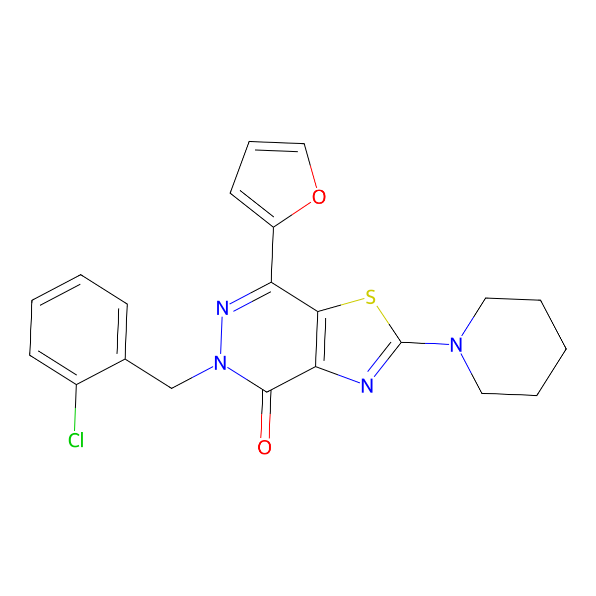 5-(2-chlorobenzyl)-7-(furan-2-yl)-2-(piperidin-1-yl)thiazolo[4,5-d]pyridazin-4(5H)-one molecular structure, CAS 1105241-84-6