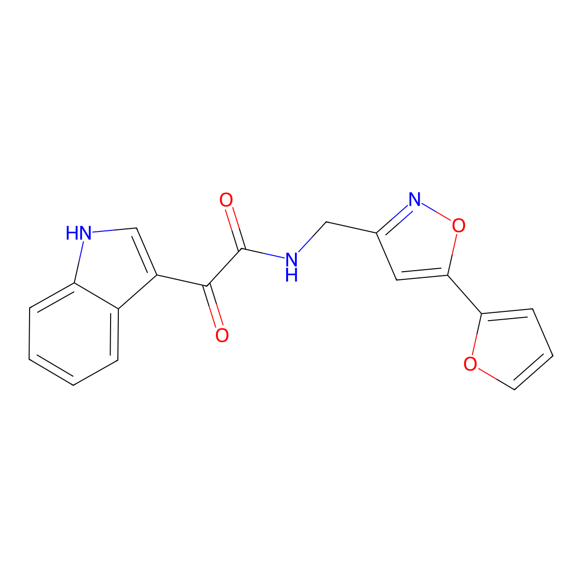 N-((5-(furan-2-yl)isoxazol-3-yl)methyl)-2-(1H-indol-3-yl)-2-oxoacetamide molecular structure, CAS 1105241-85-7