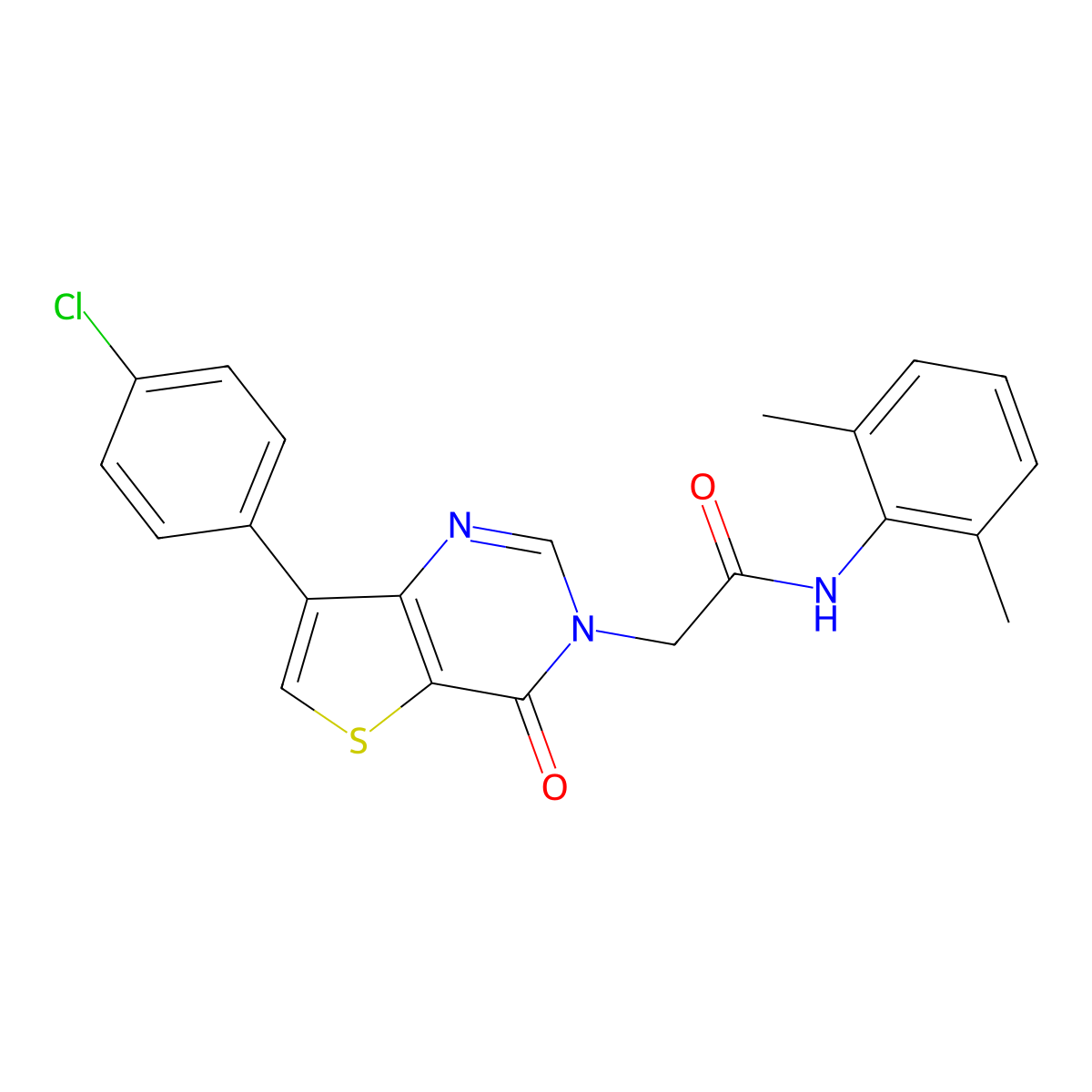 2-[7-(4-chlorophenyl)-4-oxothieno[3,2-d]pyrimidin-3(4H)-yl]-N-(2,6-dimethylphenyl)acetamide molecular structure, CAS 1105241-86-8