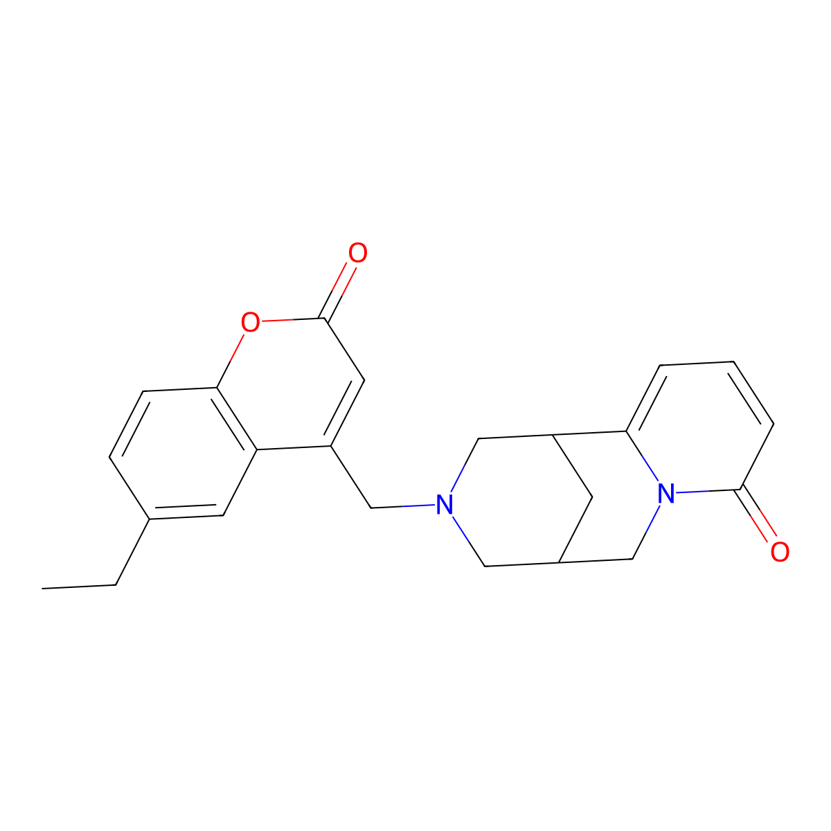 3-((6-ethyl-2-oxo-2H-chromen-4-yl)methyl)-3,4,5,6-tetrahydro-1H-1,5-methanopyrido[1,2-a][1,5]diazocin-8(2H)-one molecular structure, CAS 1105241-92-6