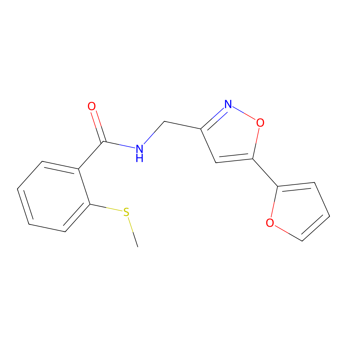 N-((5-(furan-2-yl)isoxazol-3-yl)methyl)-2-(methylthio)benzamide molecular structure, CAS 1105241-94-8