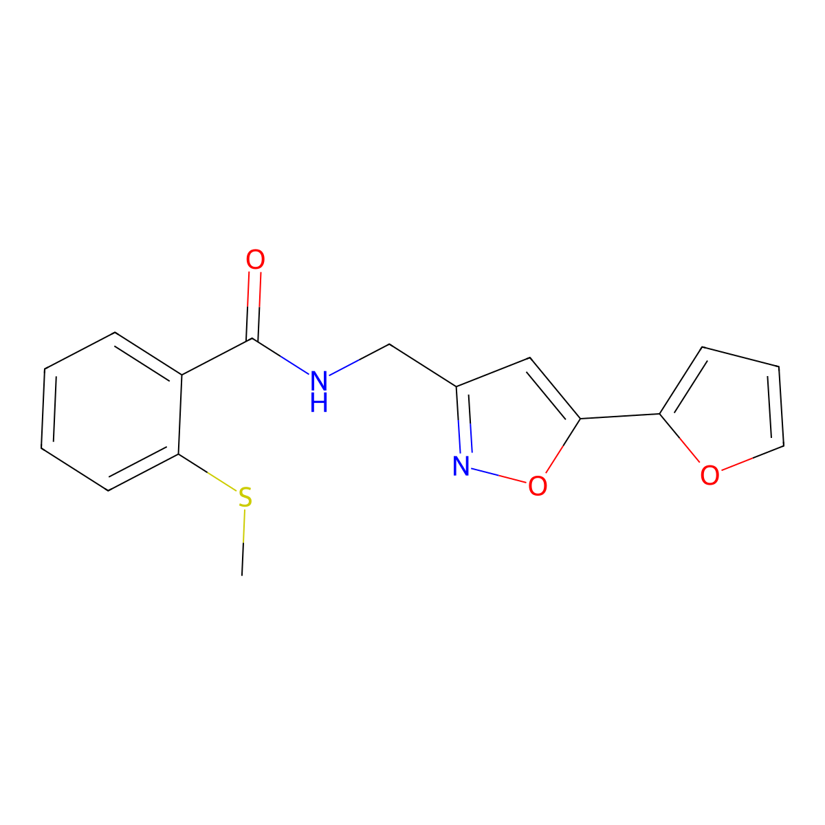 N-((5-(furan-2-yl)isoxazol-3-yl)methyl)-2-(methylthio)benzamide molecular structure, CAS 1105241-94-8