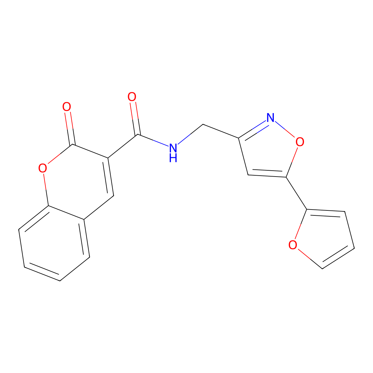 N-((5-(furan-2-yl)isoxazol-3-yl)methyl)-2-oxo-2H-chromene-3-carboxamide molecular structure, CAS 1105241-98-2
