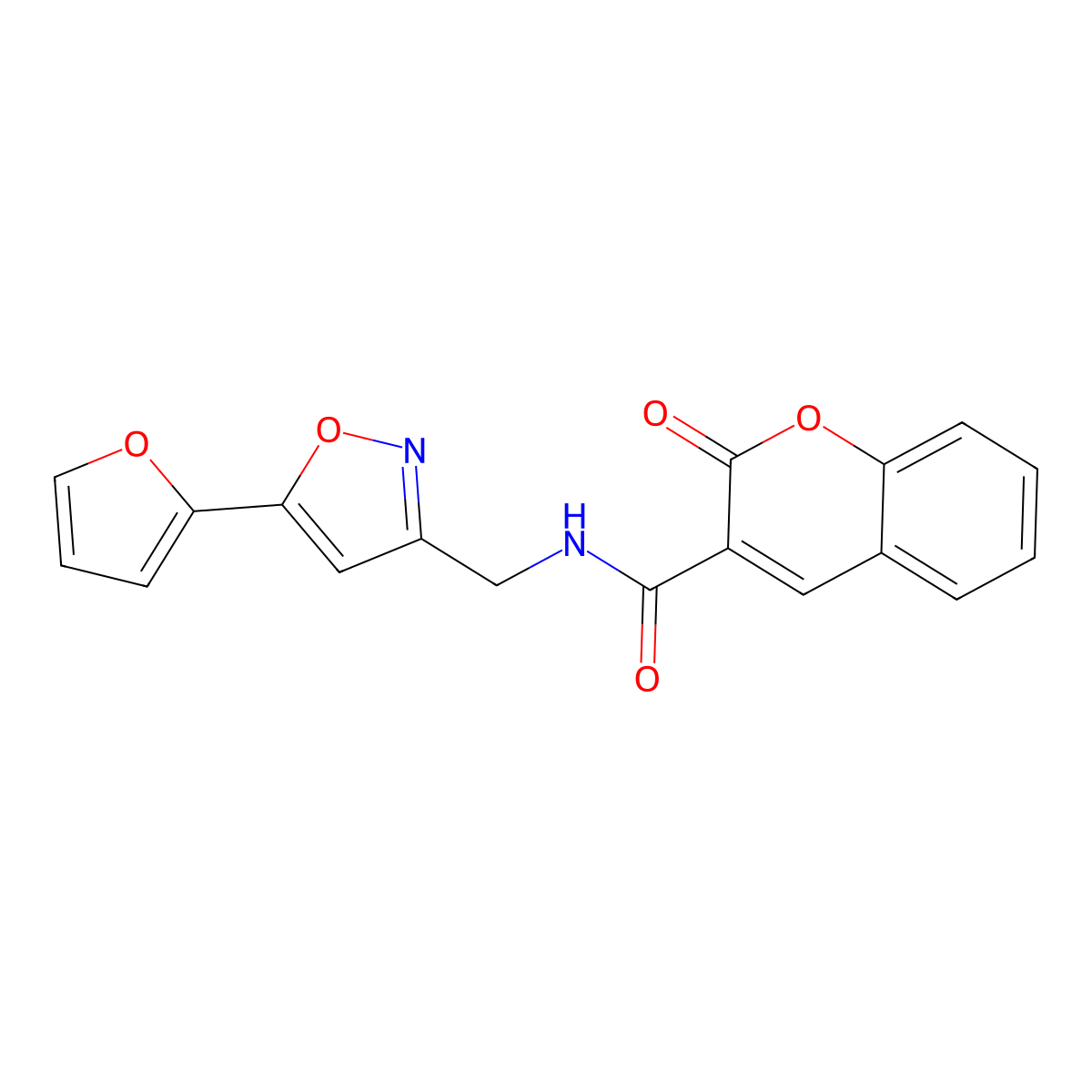 N-((5-(furan-2-yl)isoxazol-3-yl)methyl)-2-oxo-2H-chromene-3-carboxamide molecular structure, CAS 1105241-98-2