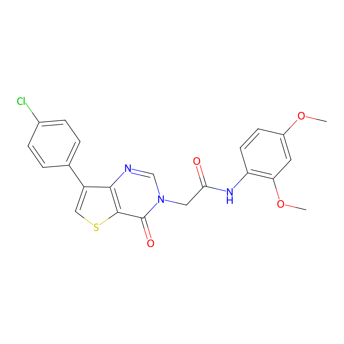 2-[7-(4-chlorophenyl)-4-oxothieno[3,2-d]pyrimidin-3(4H)-yl]-N-(2,4-dimethoxyphenyl)acetamide molecular structure, CAS 1105242-03-2