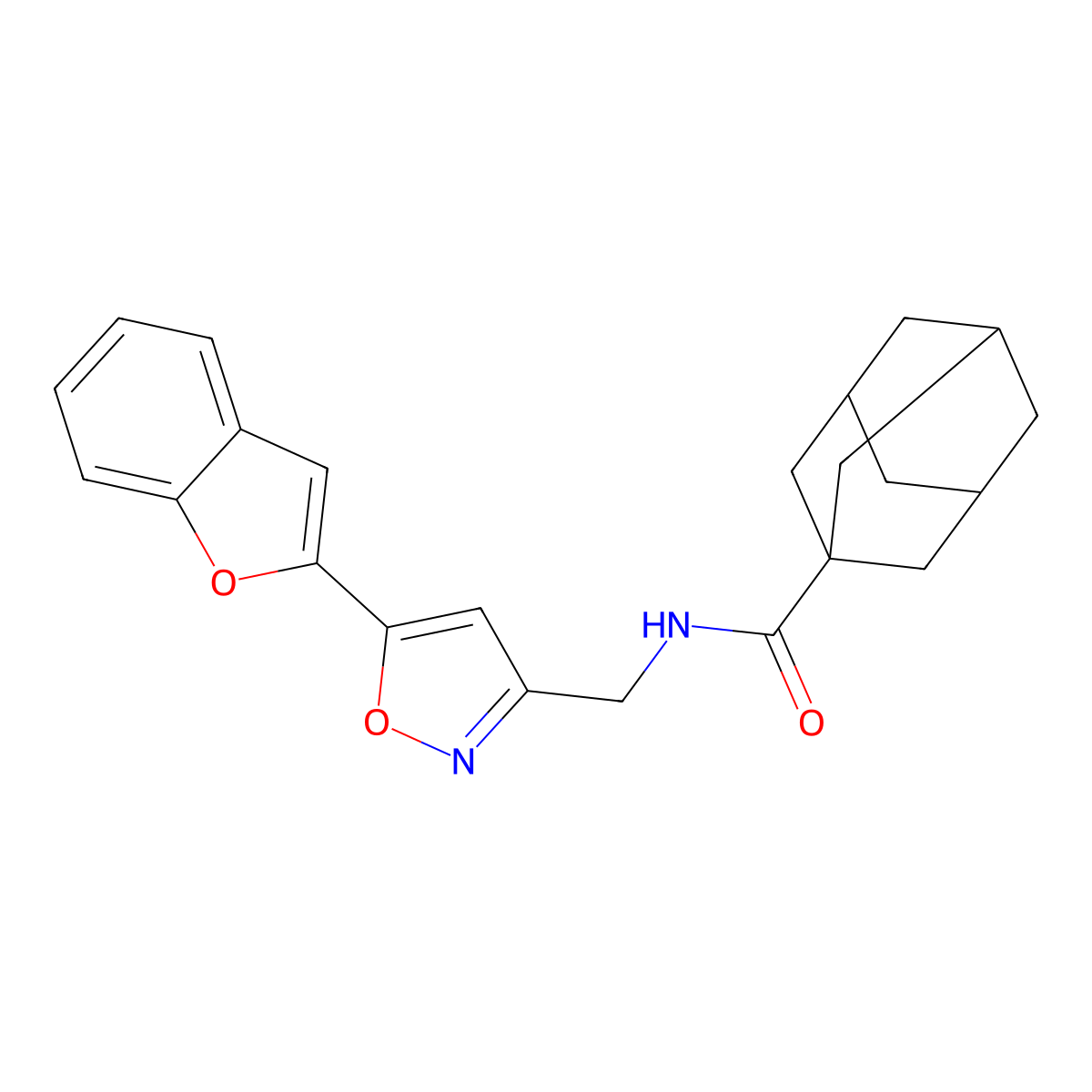 N-{[5-(1-benzofuran-2-yl)-1,2-oxazol-3-yl]methyl}adamantane-1-carboxamide molecular structure, CAS 1105242-06-5