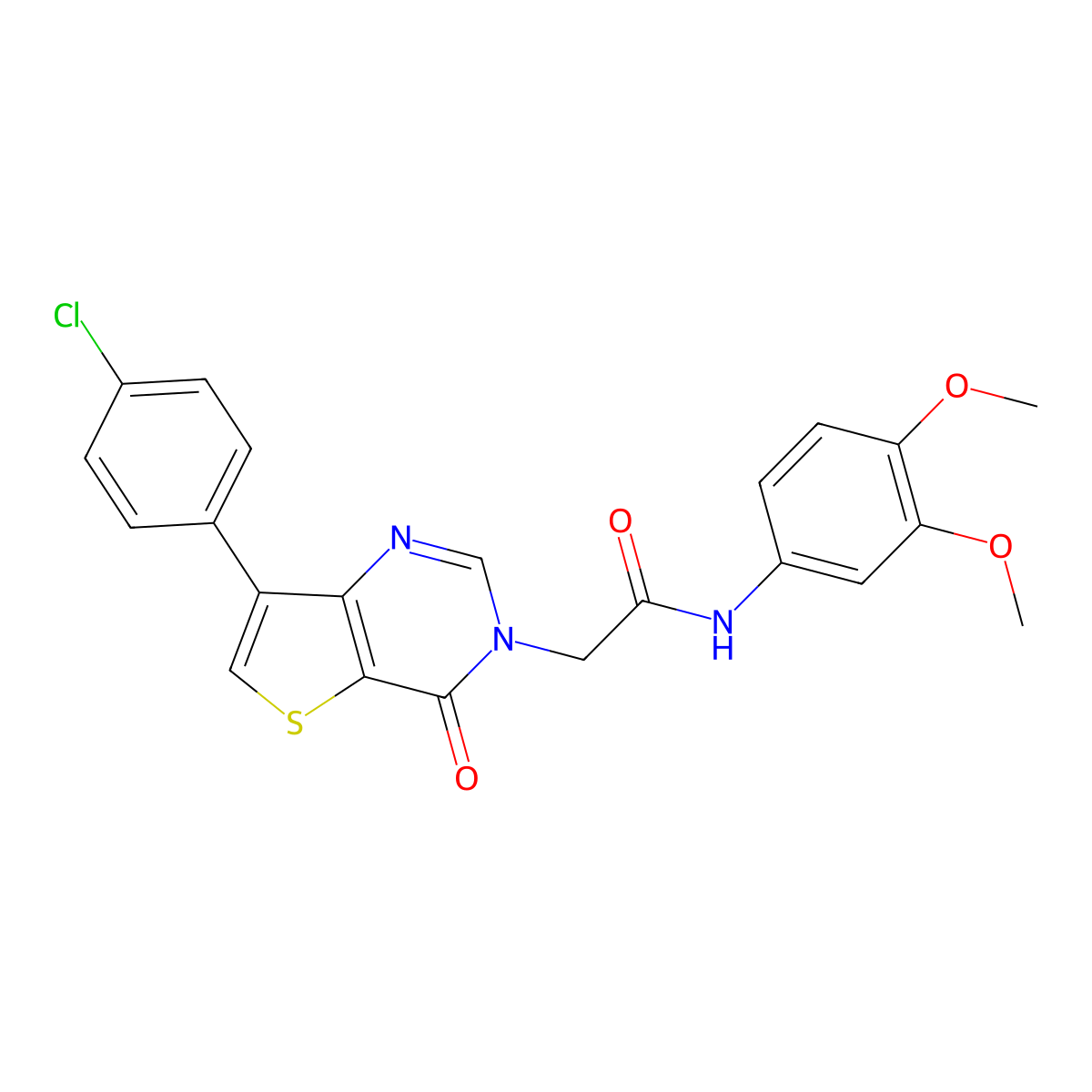 2-[7-(4-chlorophenyl)-4-oxothieno[3,2-d]pyrimidin-3(4H)-yl]-N-(3,4-dimethoxyphenyl)acetamide molecular structure, CAS 1105242-07-6