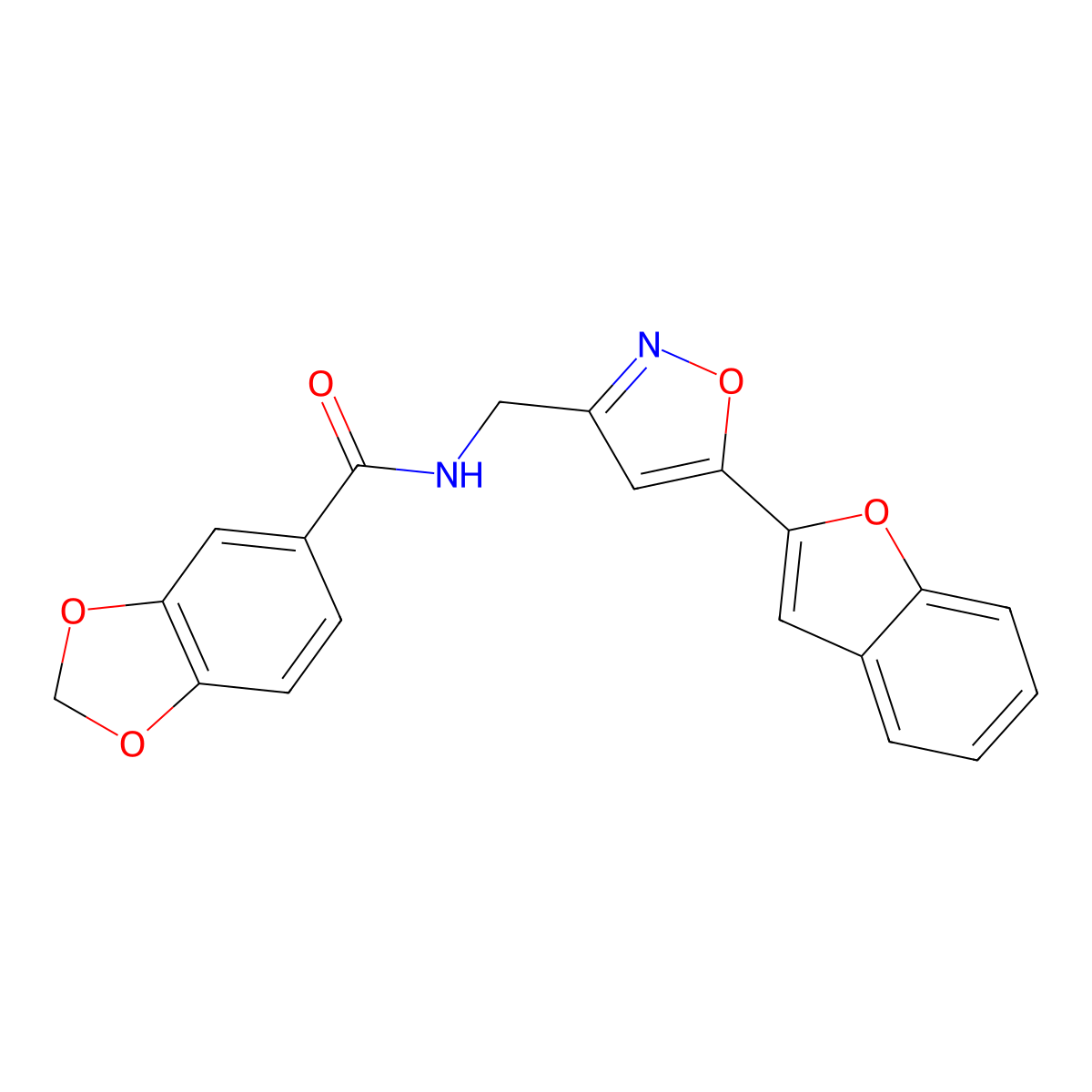 N-((5-(benzofuran-2-yl)isoxazol-3-yl)methyl)benzo[d][1,3]dioxole-5-carboxamide molecular structure, CAS 1105242-10-1