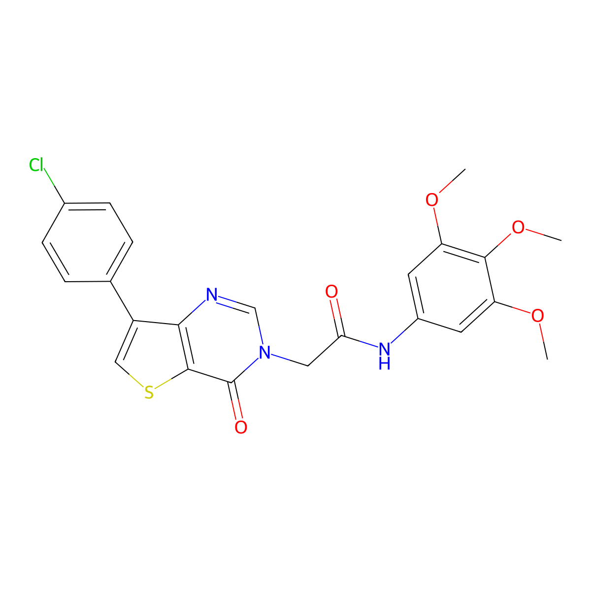2-[7-(4-chlorophenyl)-4-oxothieno[3,2-d]pyrimidin-3(4H)-yl]-N-(3,4,5-trimethoxyphenyl)acetamide molecular structure, CAS 1105242-11-2
