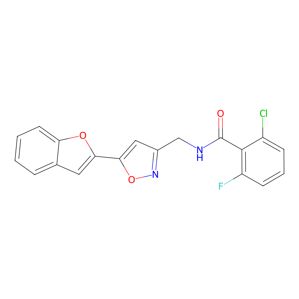N-((5-(benzofuran-2-yl)isoxazol-3-yl)methyl)-2-chloro-6-fluorobenzamide molecular structure, CAS 1105242-18-9