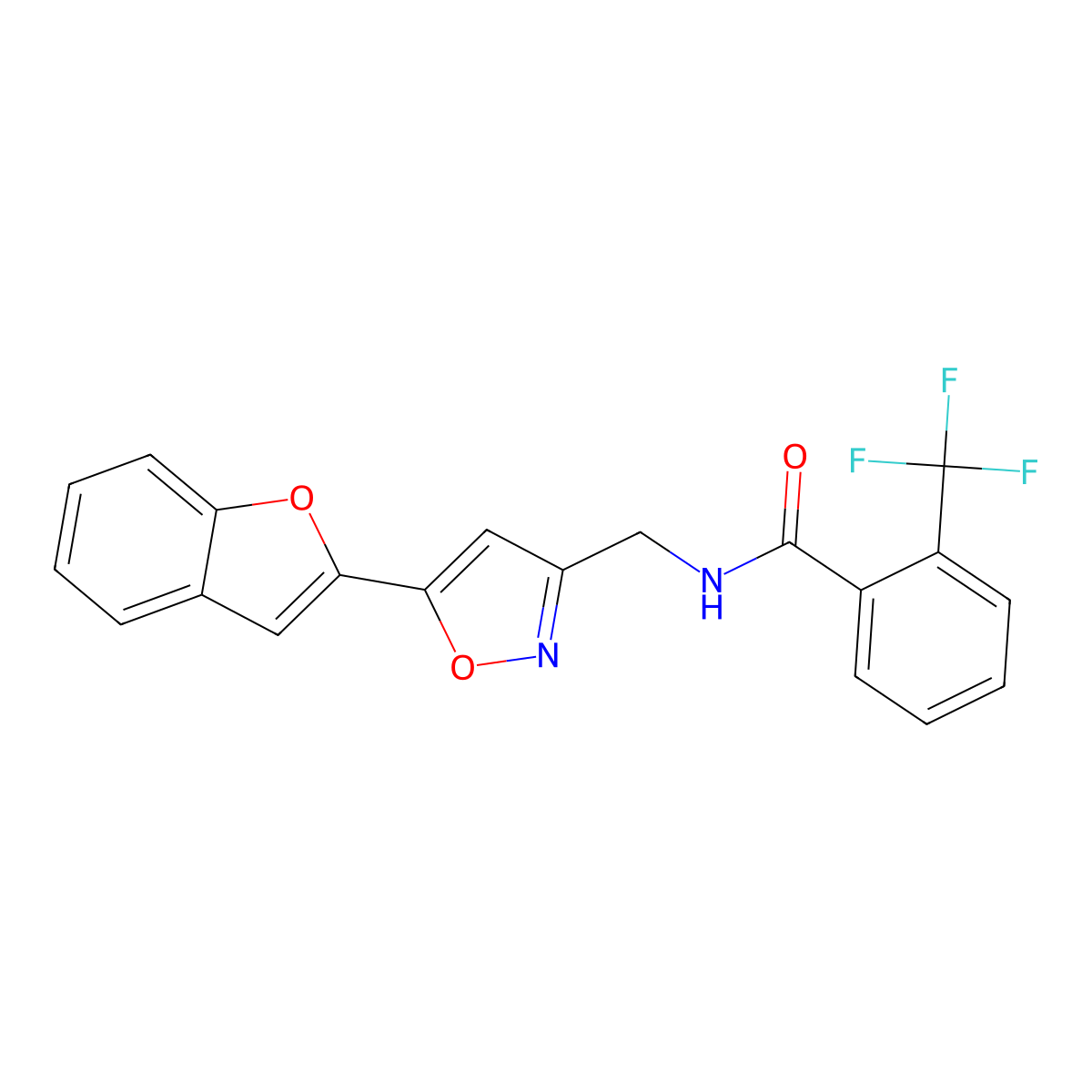 N-((5-(benzofuran-2-yl)isoxazol-3-yl)methyl)-2-(trifluoromethyl)benzamide molecular structure, CAS 1105242-22-5