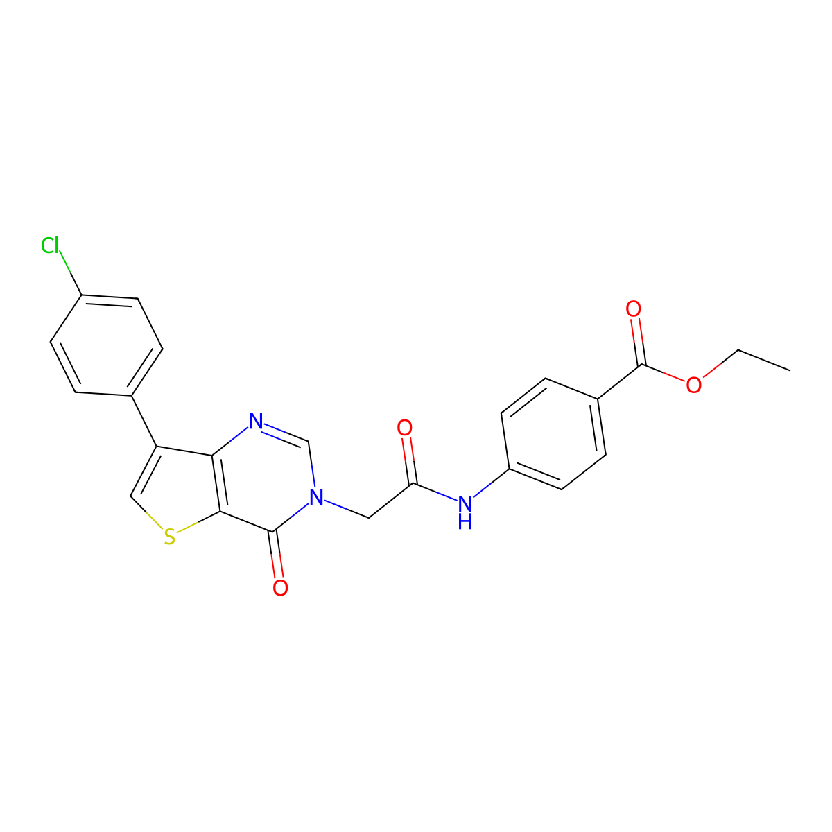 ethyl 4-({[7-(4-chlorophenyl)-4-oxothieno[3,2-d]pyrimidin-3(4H)-yl]acetyl}amino)benzoate molecular structure, CAS 1105242-23-6