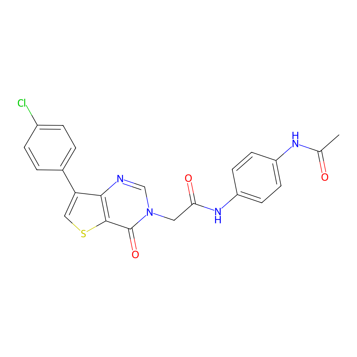 N-[4-(acetylamino)phenyl]-2-[7-(4-chlorophenyl)-4-oxothieno[3,2-d]pyrimidin-3(4H)-yl]acetamide molecular structure, CAS 1105242-27-0
