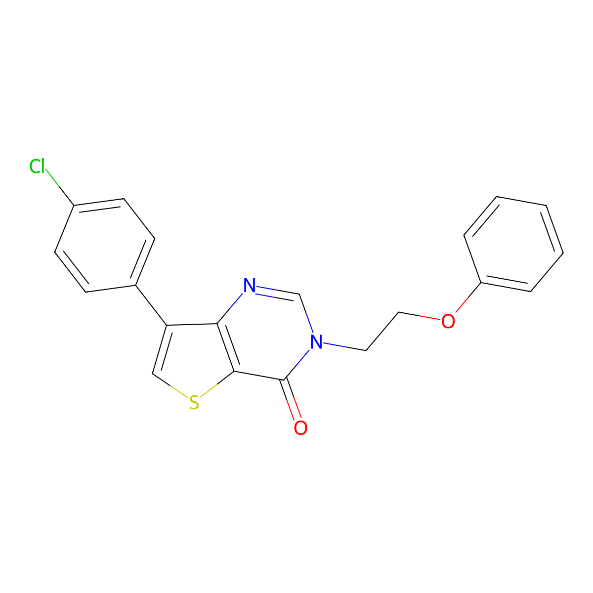 7-(4-chlorophenyl)-3-(2-phenoxyethyl)thieno[3,2-d]pyrimidin-4(3H)-one molecular structure, CAS 1105242-31-6