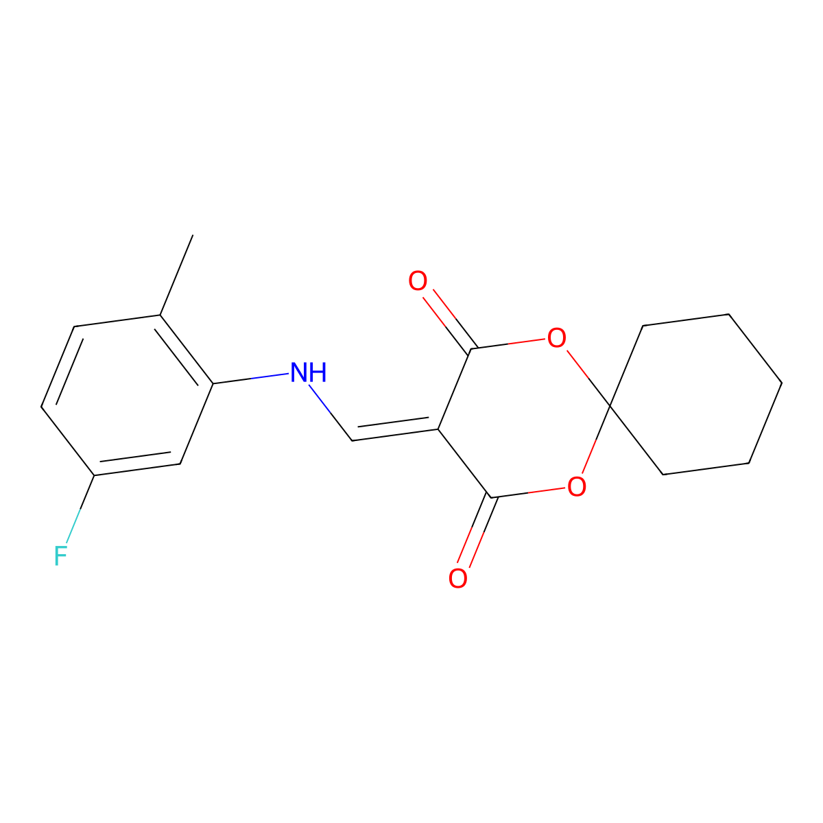 3-(((5-Fluoro-2-methylphenyl)amino)methylene)-1,5-dioxaspiro[5.5]undecane-2,4-dione molecular structure, CAS 1105242-32-7