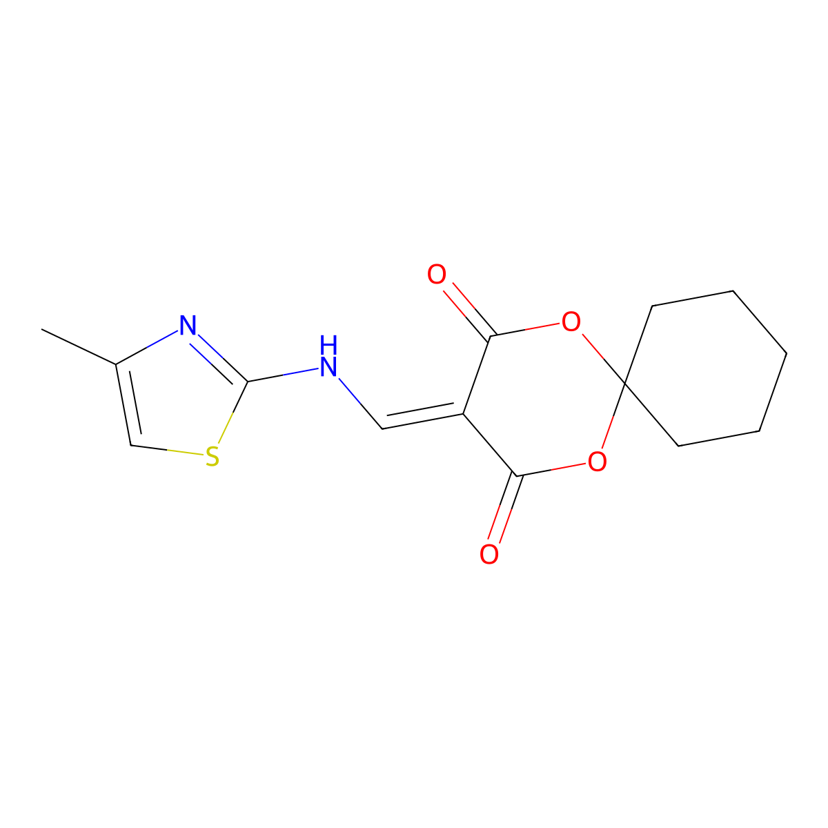 3-(((4-Methylthiazol-2-yl)amino)methylene)-1,5-dioxaspiro[5.5]undecane-2,4-dione molecular structure, CAS 1105242-40-7