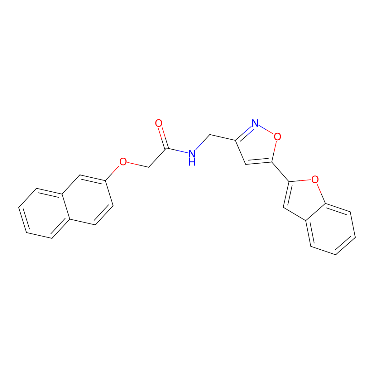 N-((5-(benzofuran-2-yl)isoxazol-3-yl)methyl)-2-(naphthalen-2-yloxy)acetamide molecular structure, CAS 1105242-42-9