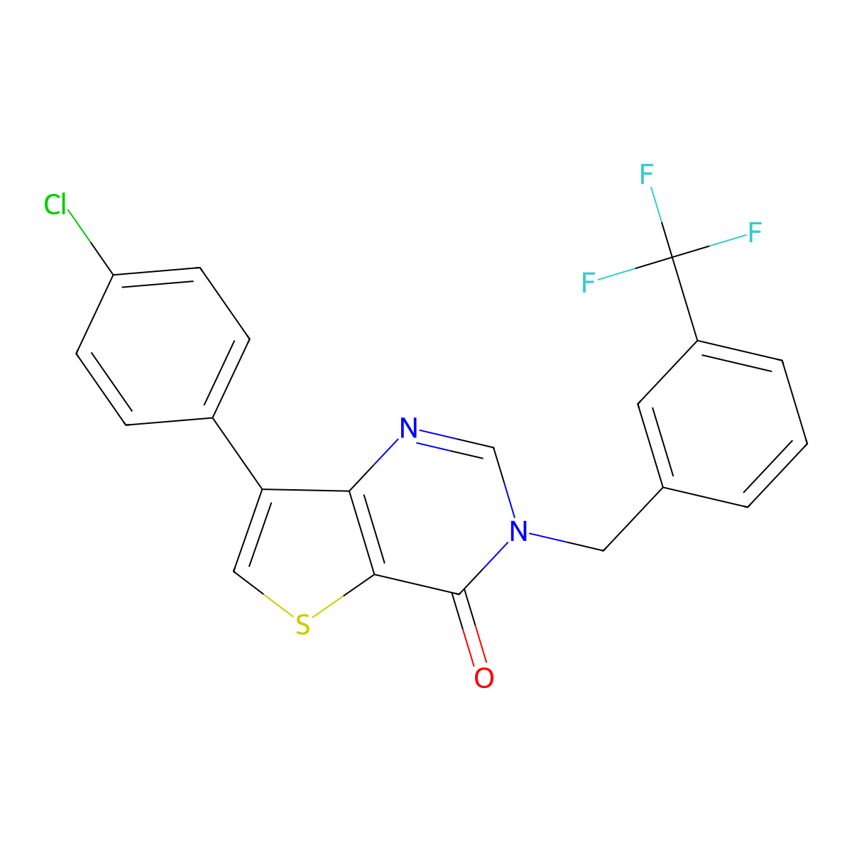 7-(4-chlorophenyl)-3-[3-(trifluoromethyl)benzyl]thieno[3,2-d]pyrimidin-4(3H)-one molecular structure, CAS 1105242-43-0