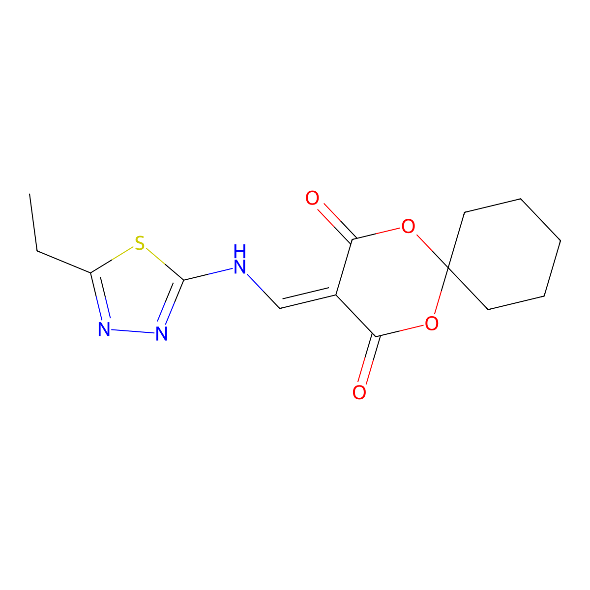3-(((5-Ethyl-1,3,4-thiadiazol-2-yl)amino)methylene)-1,5-dioxaspiro[5.5]undecane-2,4-dione molecular structure, CAS 1105242-44-1