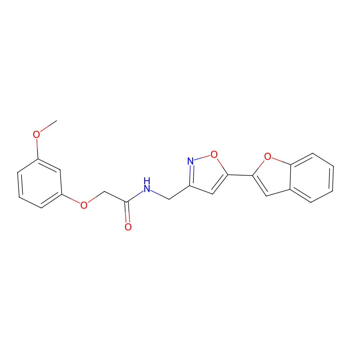 N-{[5-(1-benzofuran-2-yl)-1,2-oxazol-3-yl]methyl}-2-(3-methoxyphenoxy)acetamide molecular structure, CAS 1105242-46-3