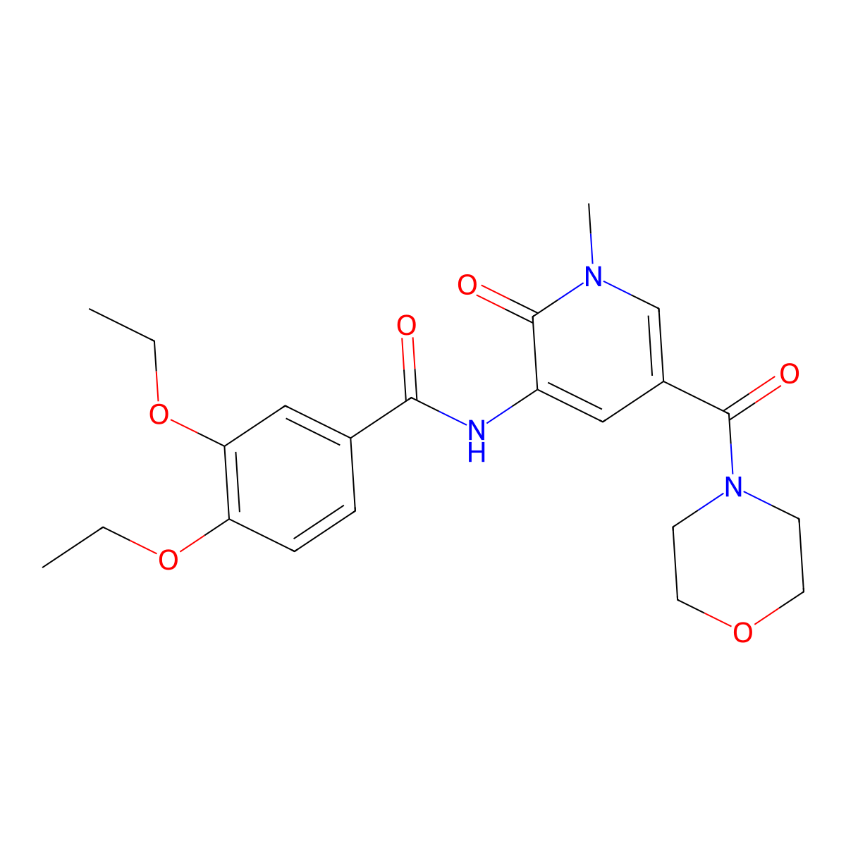 3,4-diethoxy-N-[1-methyl-5-(morpholine-4-carbonyl)-2-oxo-1,2-dihydropyridin-3-yl]benzamide molecular structure, CAS 1105242-49-6