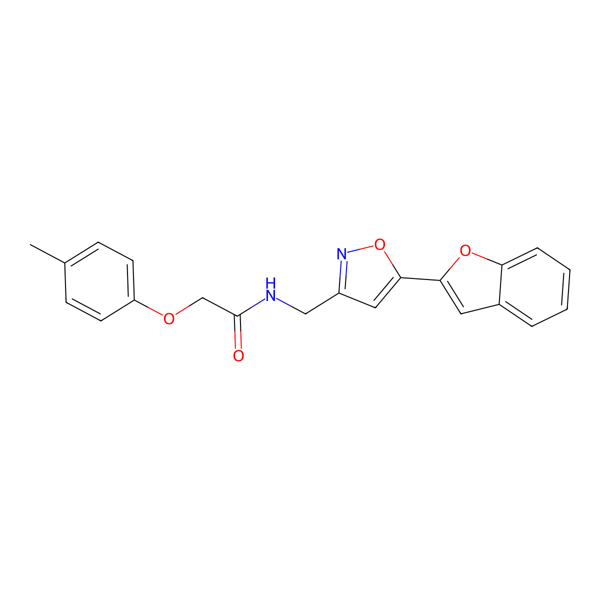 N-((5-(benzofuran-2-yl)isoxazol-3-yl)methyl)-2-(p-tolyloxy)acetamide molecular structure, CAS 1105242-54-3