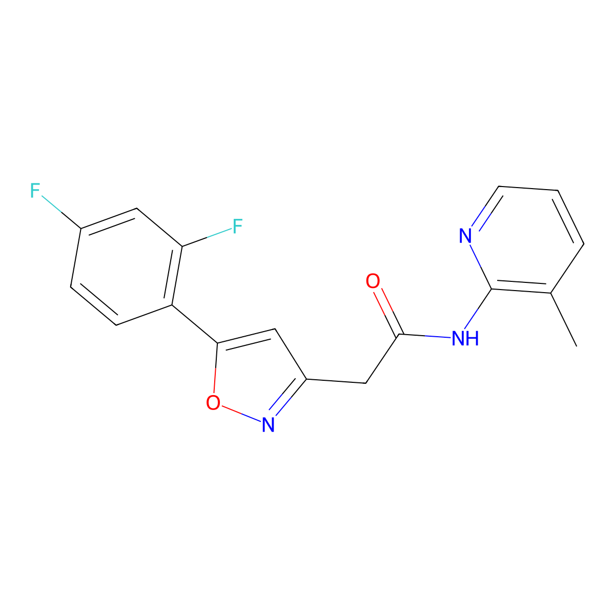 2-(5-(2,4-difluorophenyl)isoxazol-3-yl)-N-(3-methylpyridin-2-yl)acetamide molecular structure, CAS 1105242-64-5