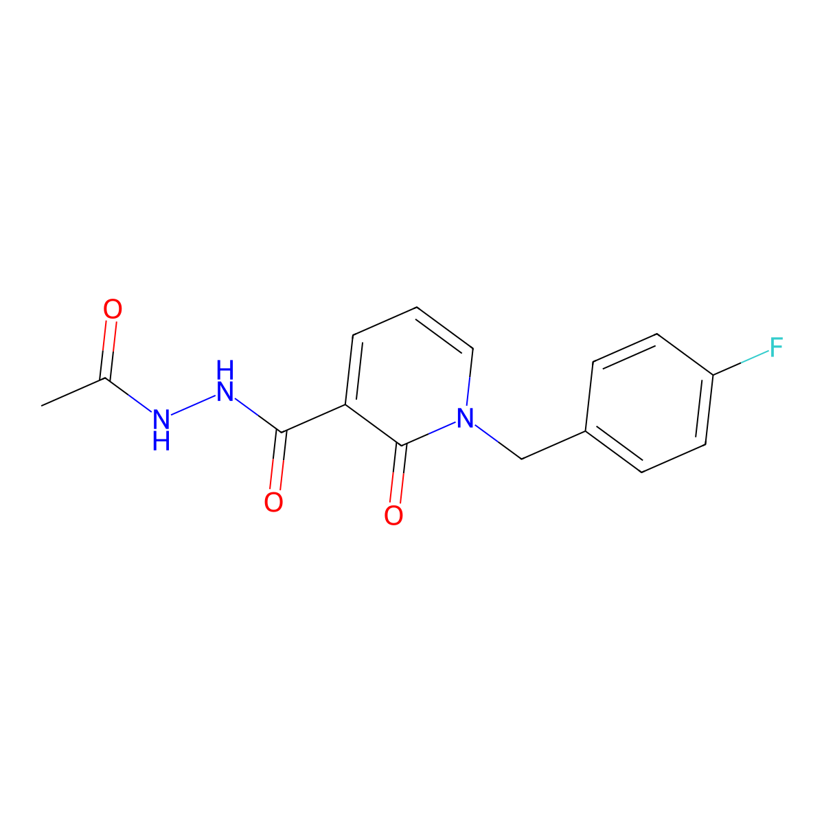 N'-acetyl-1-(4-fluorobenzyl)-2-oxo-1,2-dihydropyridine-3-carbohydrazide molecular structure, CAS 1105242-65-6