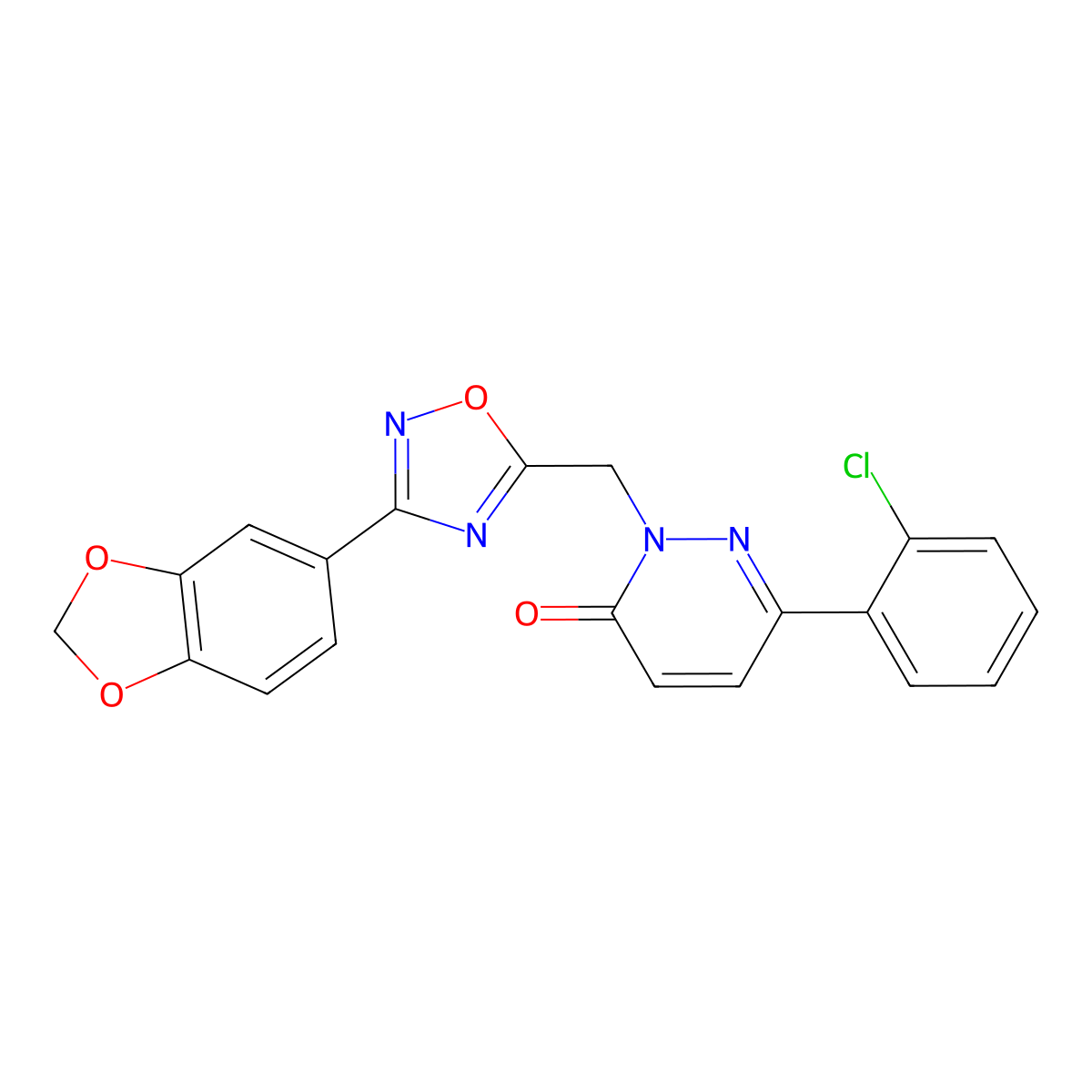 2-((3-(benzo[d][1,3]dioxol-5-yl)-1,2,4-oxadiazol-5-yl)methyl)-6-(2-chlorophenyl)pyridazin-3(2H)-one molecular structure, CAS 1105242-67-8
