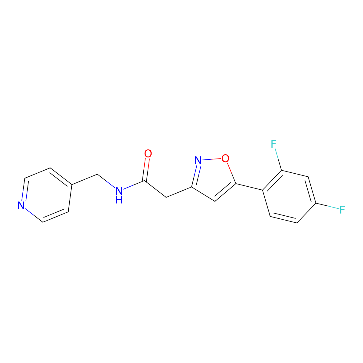 2-(5-(2,4-difluorophenyl)isoxazol-3-yl)-N-(pyridin-4-ylmethyl)acetamide molecular structure, CAS 1105242-72-5