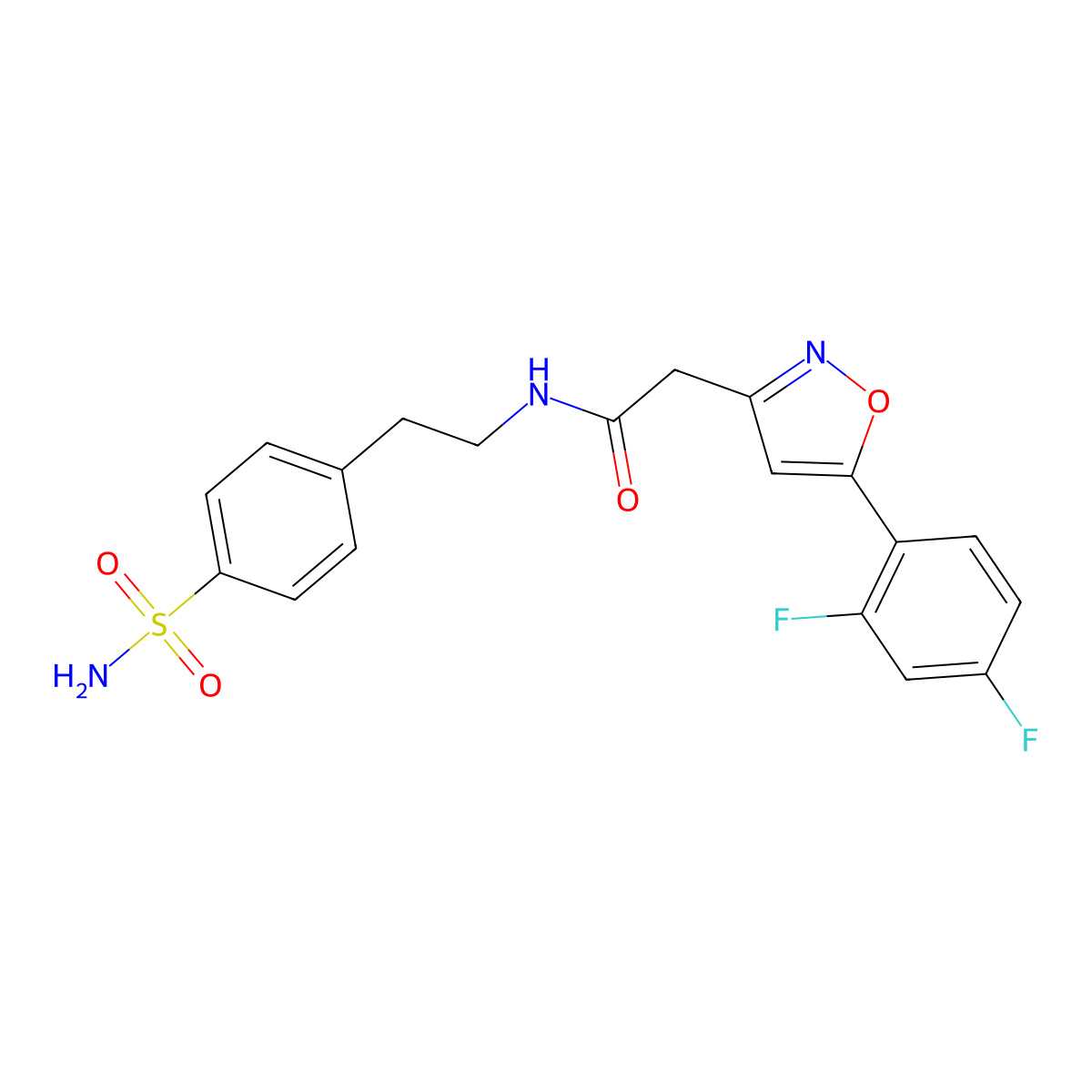 2-(5-(2,4-difluorophenyl)isoxazol-3-yl)-N-(4-sulfamoylphenethyl)acetamide molecular structure, CAS 1105242-76-9
