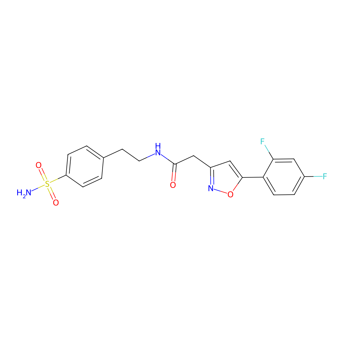 2-(5-(2,4-difluorophenyl)isoxazol-3-yl)-N-(4-sulfamoylphenethyl)acetamide molecular structure, CAS 1105242-76-9