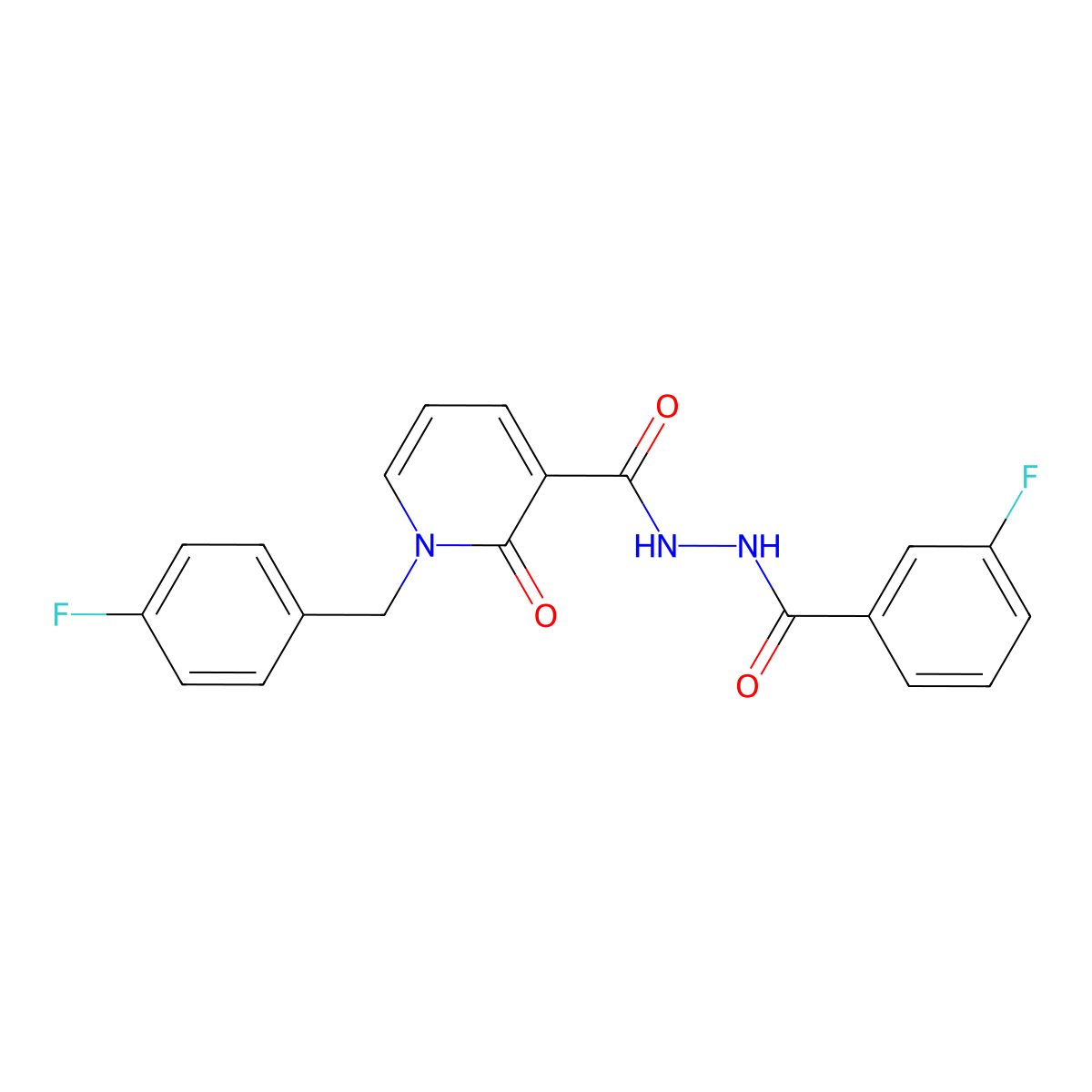 3-fluoro-N'-{1-[(4-fluorophenyl)methyl]-2-oxo-1,2-dihydropyridine-3-carbonyl}benzohydrazide molecular structure, CAS 1105242-77-0
