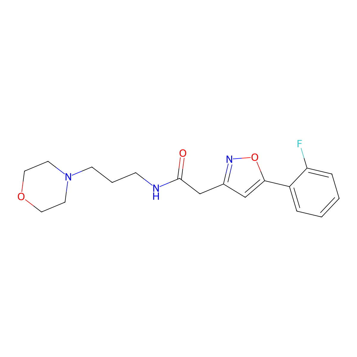 2-(5-(2-fluorophenyl)isoxazol-3-yl)-N-(3-morpholinopropyl)acetamide molecular structure, CAS 1105242-83-8
