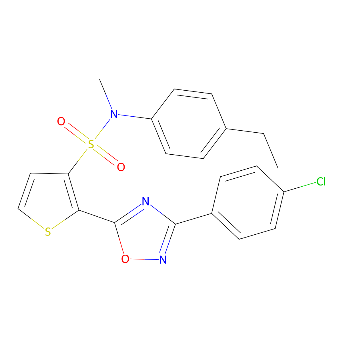 2-[3-(4-chlorophenyl)-1,2,4-oxadiazol-5-yl]-N-(4-ethylphenyl)-N-methylthiophene-3-sulfonamide molecular structure, CAS 1105242-89-4