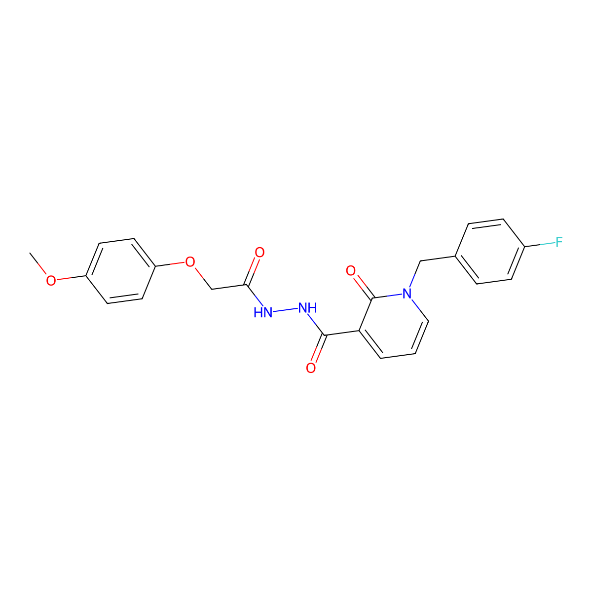 1-(4-fluorobenzyl)-N'-(2-(4-methoxyphenoxy)acetyl)-2-oxo-1,2-dihydropyridine-3-carbohydrazide molecular structure, CAS 1105242-91-8