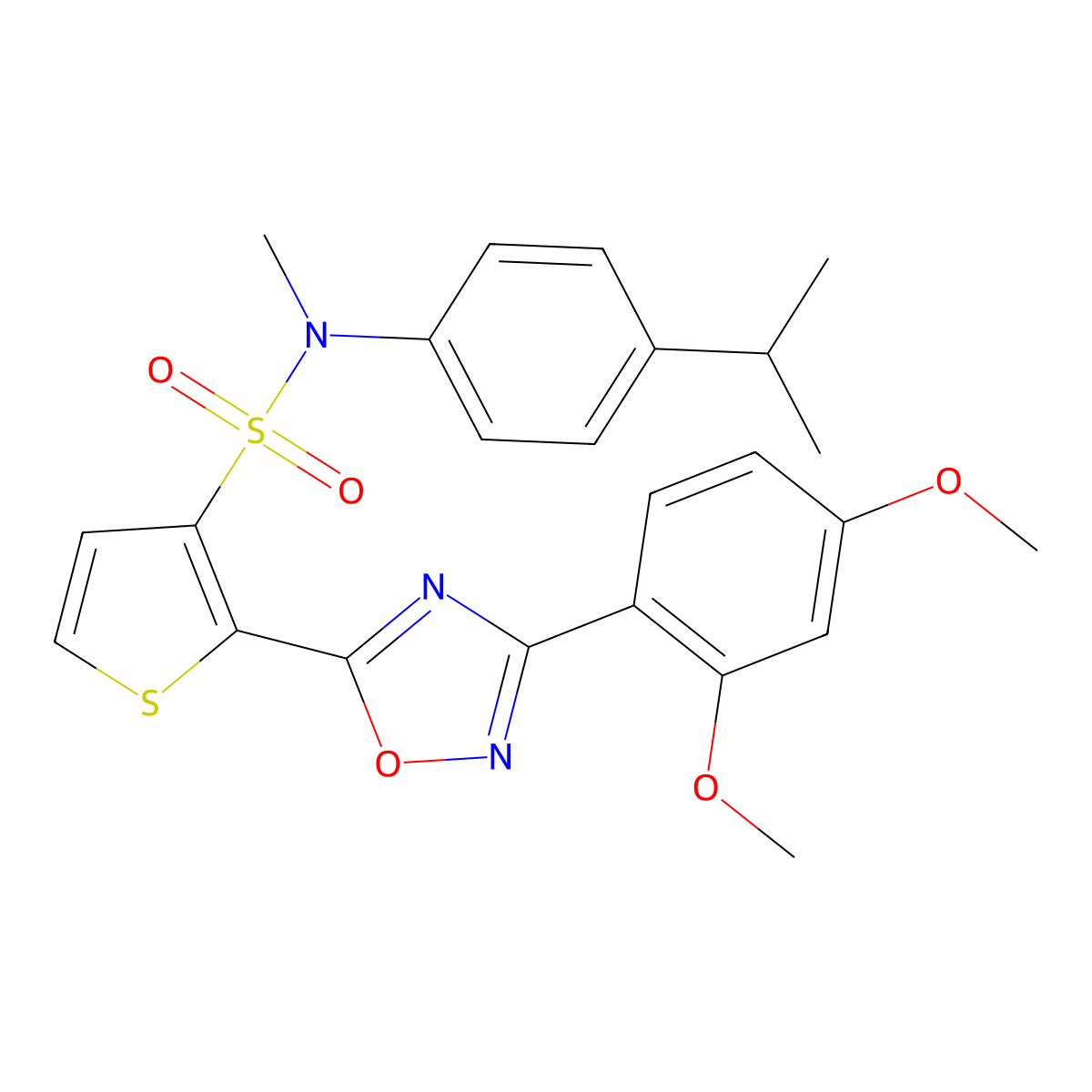 2-[3-(2,4-dimethoxyphenyl)-1,2,4-oxadiazol-5-yl]-N-methyl-N-[4-(propan-2-yl)phenyl]thiophene-3-sulfonamide molecular structure, CAS 1105242-92-9