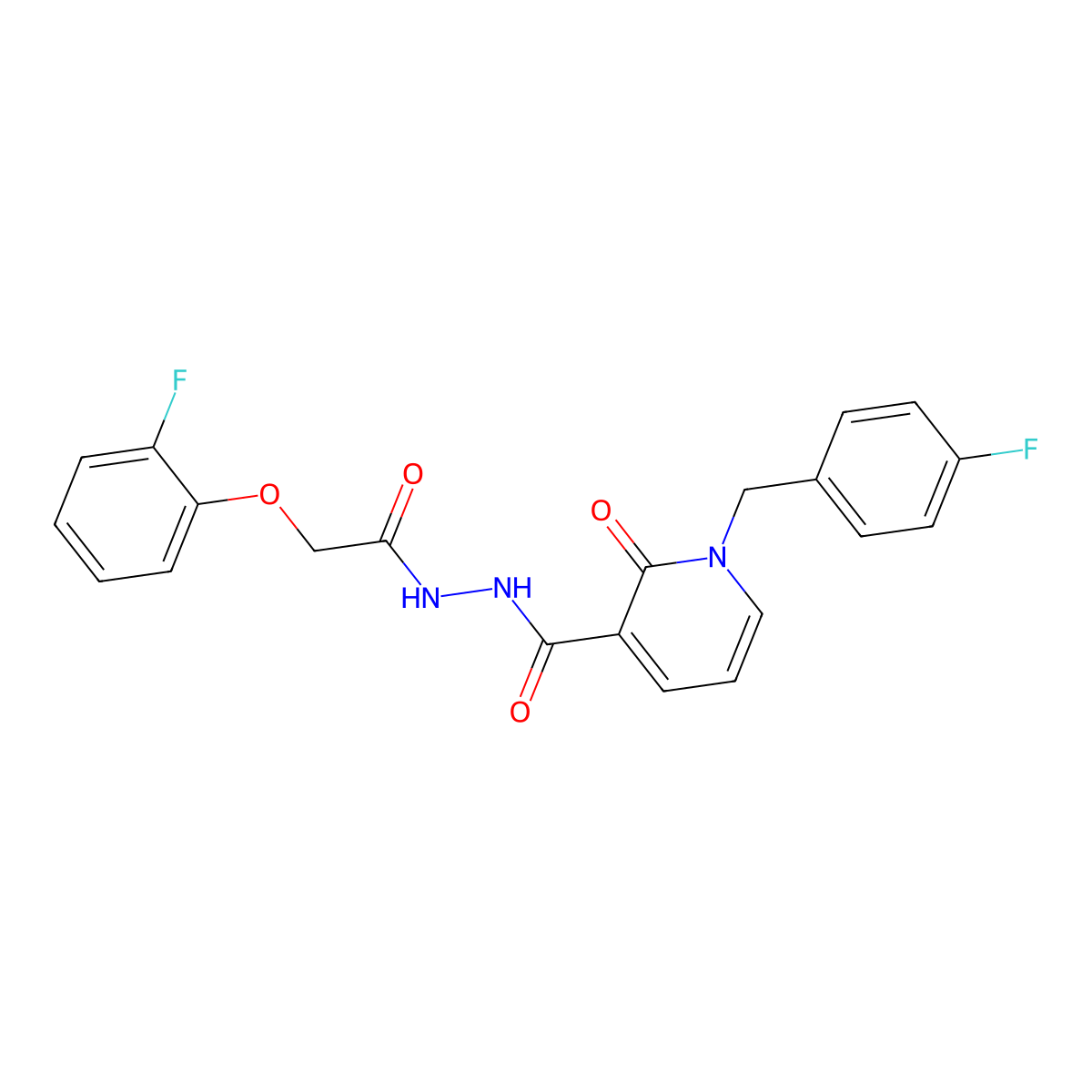 1-(4-fluorobenzyl)-N'-(2-(2-fluorophenoxy)acetyl)-2-oxo-1,2-dihydropyridine-3-carbohydrazide molecular structure, CAS 1105242-95-2