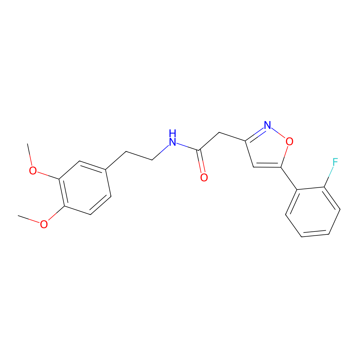 N-(3,4-dimethoxyphenethyl)-2-(5-(2-fluorophenyl)isoxazol-3-yl)acetamide molecular structure, CAS 1105243-00-2