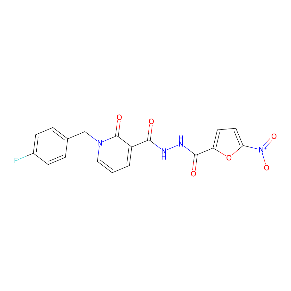 1-(4-fluorobenzyl)-N'-(5-nitrofuran-2-carbonyl)-2-oxo-1,2-dihydropyridine-3-carbohydrazide molecular structure, CAS 1105243-06-8