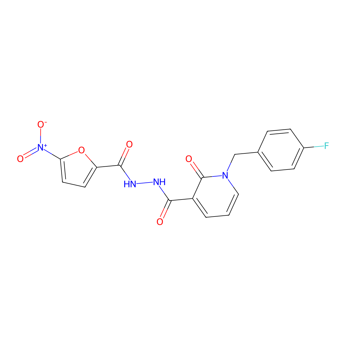 1-(4-fluorobenzyl)-N'-(5-nitrofuran-2-carbonyl)-2-oxo-1,2-dihydropyridine-3-carbohydrazide molecular structure, CAS 1105243-06-8