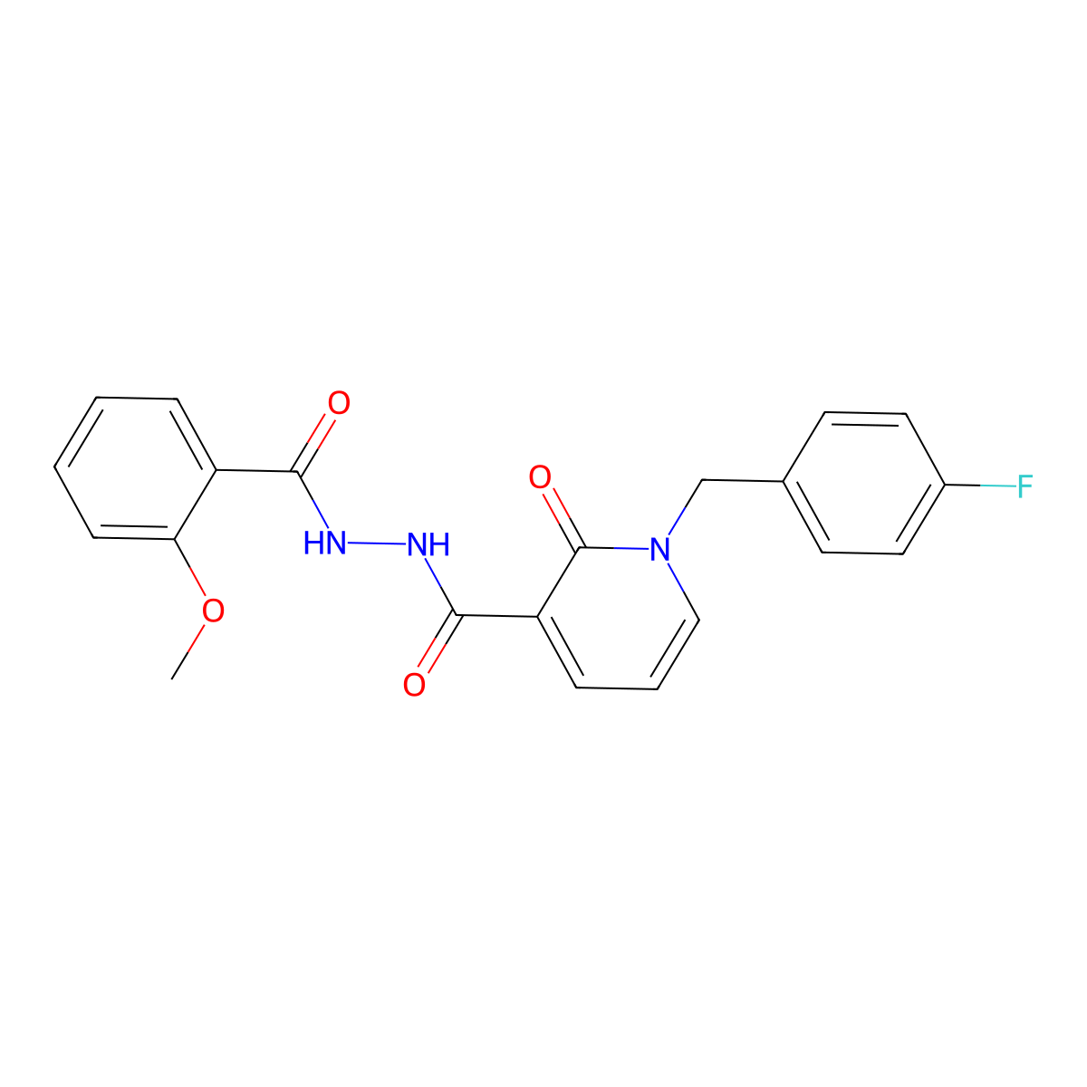 1-(4-fluorobenzyl)-N'-(2-methoxybenzoyl)-2-oxo-1,2-dihydropyridine-3-carbohydrazide molecular structure, CAS 1105243-10-4