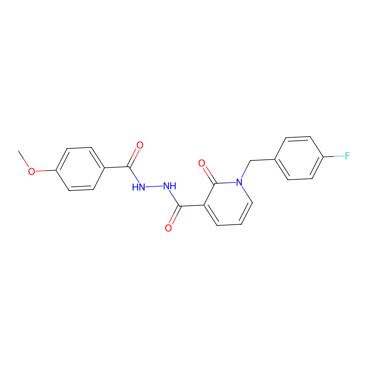 1-(4-fluorobenzyl)-N'-(4-methoxybenzoyl)-2-oxo-1,2-dihydropyridine-3-carbohydrazide molecular structure, CAS 1105243-12-6